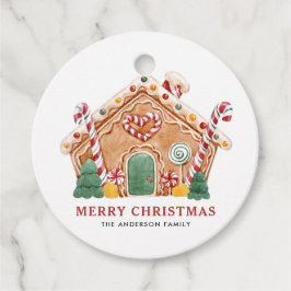 Waterverf Feestelijke Gingerbread House Christmas Bedankjes Labels