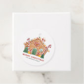 Waterverf Feestelijke Gingerbread House Christmas Bedankjes Labels (In situ)