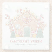 Waterverf Feestelijke Gingerbread House Christmas Glazen Onderzetter (Achterkant)