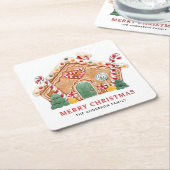 Waterverf Feestelijke Gingerbread House Christmas Kartonnen Onderzetters (Schuin)