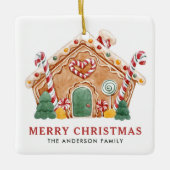 Waterverf Feestelijke Gingerbread House Christmas Keramisch Ornament (Voorkant)