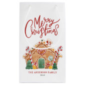 Waterverf Feestelijke Gingerbread House Christmas Klein Cadeauzakje (Achterkant)