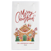 Waterverf Feestelijke Gingerbread House Christmas Klein Cadeauzakje (Voorkant)