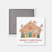 Waterverf Feestelijke Gingerbread House Christmas Magneet (Voorkant / Achterkant)