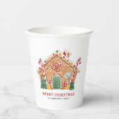Waterverf Feestelijke Gingerbread House Christmas Papieren Bekers (Voorkant)