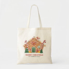 Waterverf Feestelijke Gingerbread House Christmas Tote Bag
