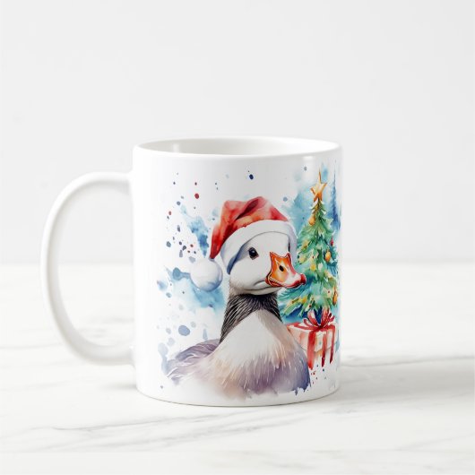 Waterverf Feestelijke Goose Christmas Mok (Links)