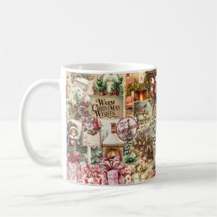 Waterverf Feestelijke Kerstcollage Koffiemok