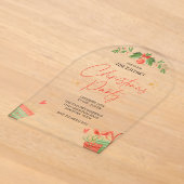 Waterverf feestelijke kerstdiner acryl uitnodigingen (Laagn)