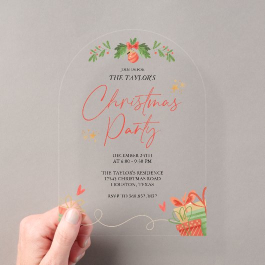 Waterverf feestelijke kerstdiner acryl uitnodigingen (Insitu (Draagbaar))