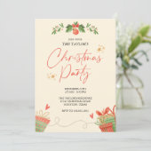 Waterverf feestelijke kerstdiner kaart (Staand voorkant)