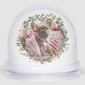 Waterverf Feestelijke Kerstkrans Pet Foto Sneeuwbol (Voorkant)