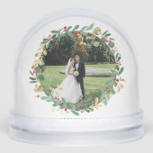 Waterverf Feestelijke Kerstkrans Trouwfoto Sneeuwbol (Voorkant)