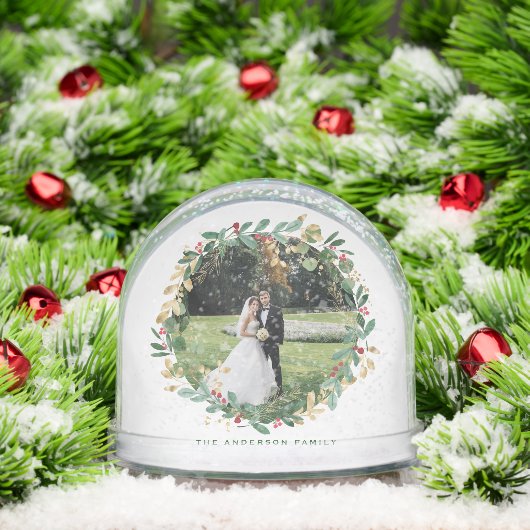 Waterverf Feestelijke Kerstkrans Trouwfoto Sneeuwbol (Kerstmis)