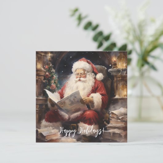 Waterverf Feestelijke Kerstman Feestdagenkaart (Staand voorkant)