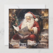 Waterverf Feestelijke Kerstman Feestdagenkaart (Voorkant)
