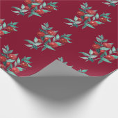 Waterverf feestelijke kerstrode Berries Bourgogne Cadeaupapier (Hoek)