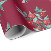 Waterverf feestelijke kerstrode Berries Bourgogne Cadeaupapier (Rol Hoek)
