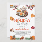 Waterverf Feestelijke Kerstvakantie Tea Party Kaart (Voorkant)