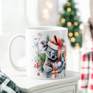 Waterverf Feestelijke Koala Kerst Mok