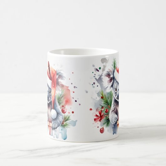 Waterverf Feestelijke Koala Kerst Mok (Center)