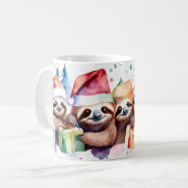 Waterverf feestelijke luiaards kerst Mok (Voorkant links)