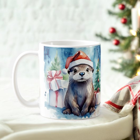 Waterverf Feestelijke Otter Kerst Mok