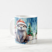 Waterverf Feestelijke Otter Kerst Mok (Voorkant links)