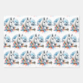 Waterverf Feestelijke Paarden Kerst Inpakpapier Vel (Voorkant)