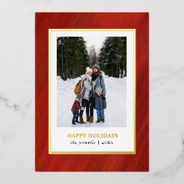 Waterverf Feestelijke RODE Lijst Foto Kerst Folie Feestdagenkaart