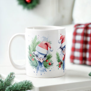 Waterverf feestelijke struisvogels kerst Mok