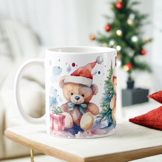 Waterverf feestelijke teddyberen kerst Mok