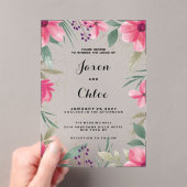 Waterverf fel roze gouden bloemen bruiloft acryl uitnodigingen (Insitu (Draagbaar))