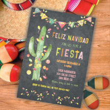 Waterverf Feliz navidad Fiesta Cactus