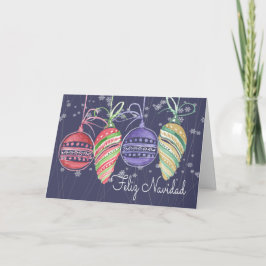 Waterverf Feliz Navidad Kerstmis Baubles Feestdagen Kaart