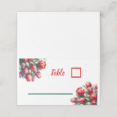 Waterverf felrode tulpen -Gevouwen Place Card Plaatskaartje (Buitenkant ongevouwen)