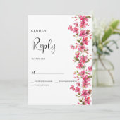 Waterverf felroze bloesem bloemen RSVP Kaart (Staand voorkant)