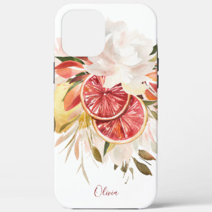 Waterverf Feminine Citrus Floral met naam Case-Mate iPhone Case