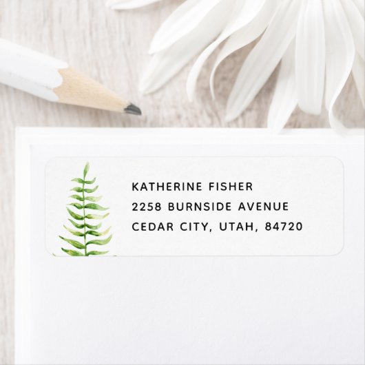 Waterverf fern. Bosbouwkundig bruiloft Etiket (Insitu)