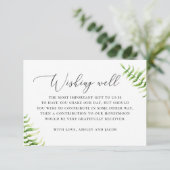 Waterverf fern. Greenery bruiloft die goed wenst Informatiekaartje (Staand voorkant)