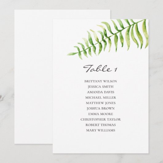 Waterverf fern. Greenery bruiloft Kaart (Voorkant / Achterkant)