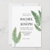 Waterverf Fern Huwelijksuitnodiging Kaart (Voorkant)