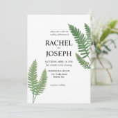 Waterverf Fern Huwelijksuitnodiging Kaart (Staand voorkant)