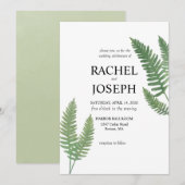 Waterverf Fern Huwelijksuitnodiging Kaart (Voorkant / Achterkant)