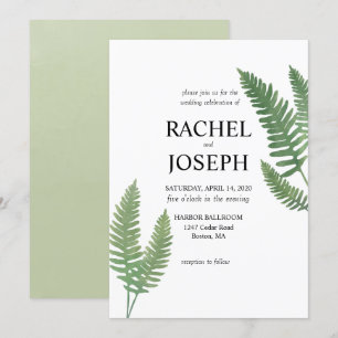 Waterverf Fern Wedding Uitnodiging