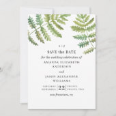 Waterverf fern. Woodland greenery foliage bruiloft Save The Date (Voorkant)