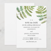 Waterverf fern. Woodland greenery foliage bruiloft Save The Date (Voorkant / Achterkant)