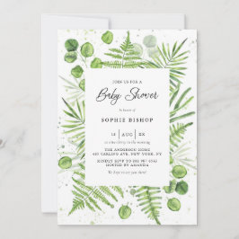 Waterverf Ferns en Eucalyptus Lijst Baby shower Kaart