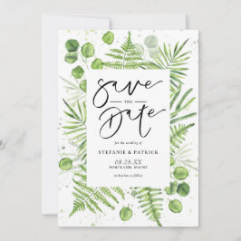 Waterverf Ferns en Eucalyptus Lijst Save The Date