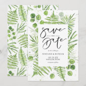 Waterverf Ferns en Eucalyptus Lijst Save The Date (Voorkant / Achterkant)